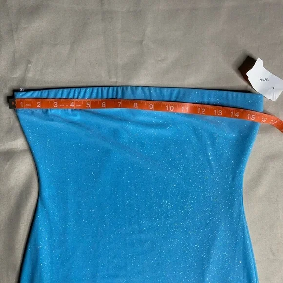 Sparkle Bandeau Blue Strapless Dress - Picture 13 of 13